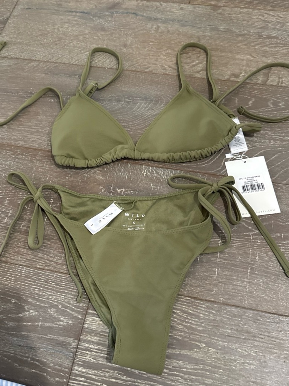 Wilo Olive Triangle Tie-Side Bikini Set